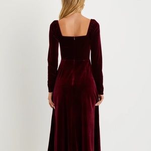 Precious Impression Burgundy Velvet Bustier Midi Dress